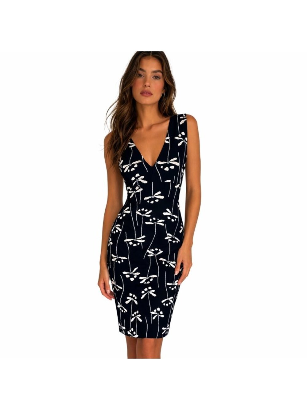 Chanel Silk Floral Sleeveless Dress Black 38 Vintage 98P